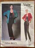 Vogue 1818. Vogue Paris Original jacket and jumpsuit sewing pattern. Nina Ricci. Bust 36 inches