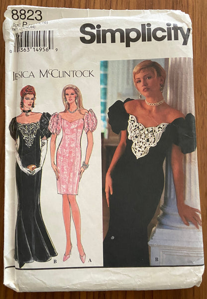 Simplicity 8823 vintage 1990s Jessica McClintock dress pattern Bust 34, 36, 38 inches