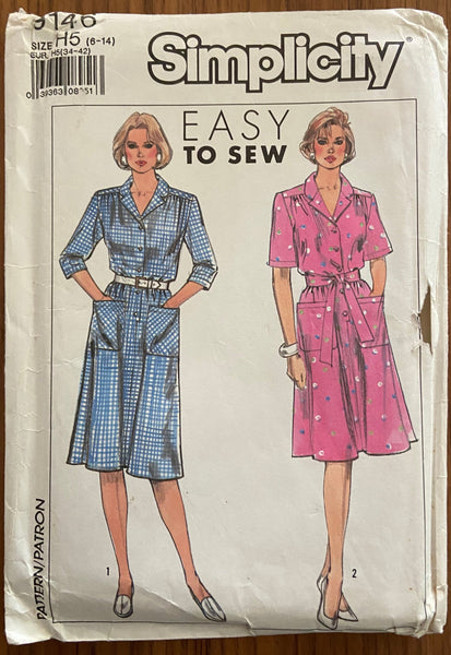 Simplicity 9146 vintage 1980s dress pattern Bust 30 1/2, 31 1/2, 32 1/2, 34 36 inches