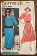 Butterick 3909 vintage 1980s dress pattern. Bust 31 1/2, 32 1/2, 34 inches
