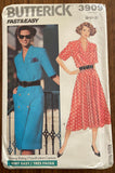Butterick 3909 vintage 1980s dress pattern. Bust 31 1/2, 32 1/2, 34 inches