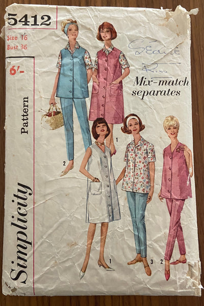 Simplicity 5412 vintage 1960s maternity separates sewing pattern