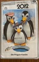 Simplicity 2012 vintage 1970s soft toy penguins sewing pattern. German language instructions