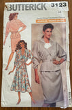 Butterick 3123 vintage 1980s top and skirt sewing pattern. Bust 36