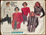 Vogue 2345 vintage 1980s cardigans and top sewing pattern Bust 31 1/2, 32 1/2, 34 inches