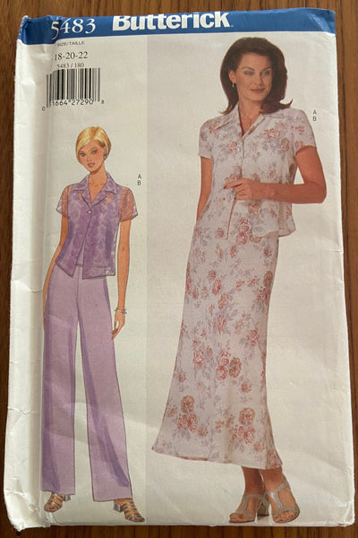 Butterick 5483 vintage 1990s top, skirt and pants sewing pattern Bust 40, 42, 44 inches