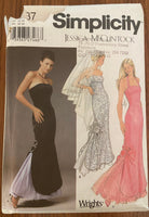 Simplicity 5237 vintage 1980s Jessica McClintock evening wedding gown sewing pattern