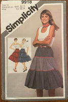 Simplicity 9918 vintage 1980s tiered skirt sewing pattern Waist 25 inches