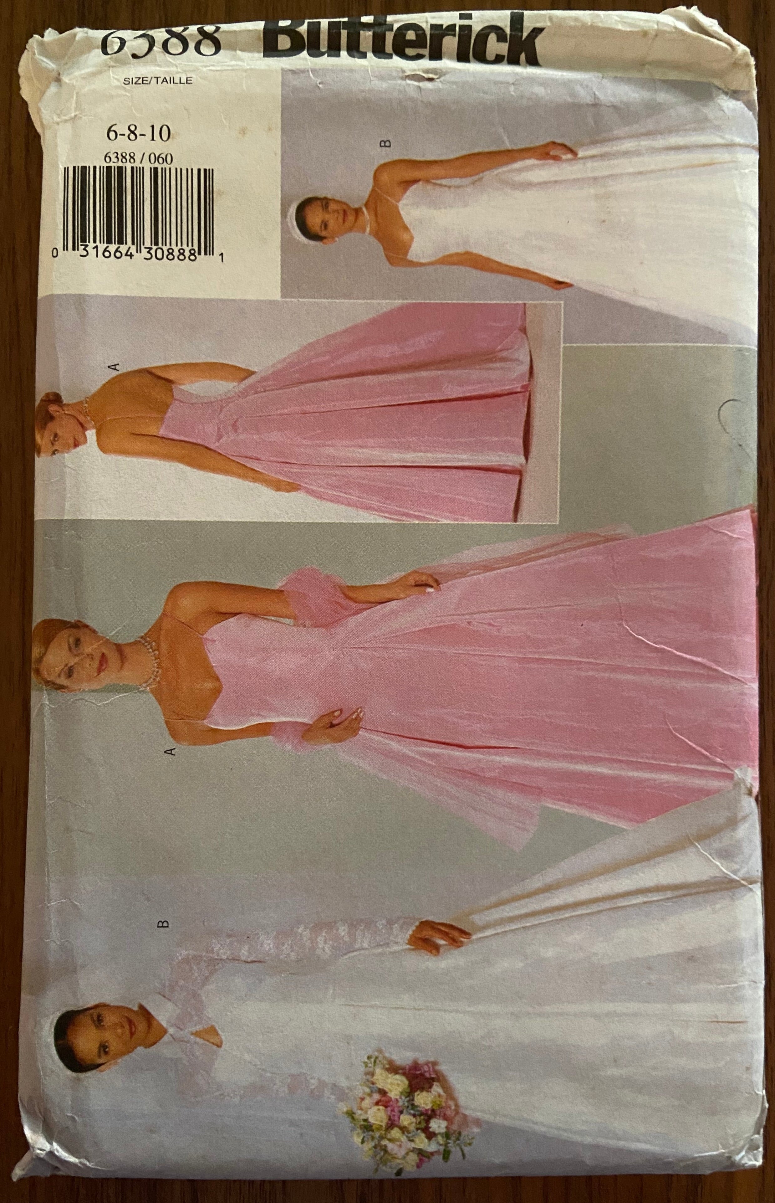 Butterick 6388 bridal  dress, jacket and stole pattern Bust 30 1/2, 31 1/2, 32 1/2 inches