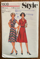 Style 1808 vintage 1970s dress sewing pattern. Bust 38 inches