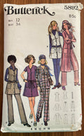 Butterick 5892 vintage 70s jacket, dress or jumper and pants pattern. Bust34  inches