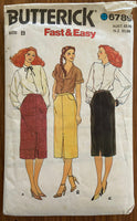 Butterick 6789 vintage 1980s skirt sewing pattern. Waist 25, 26 1/2, 28 inches