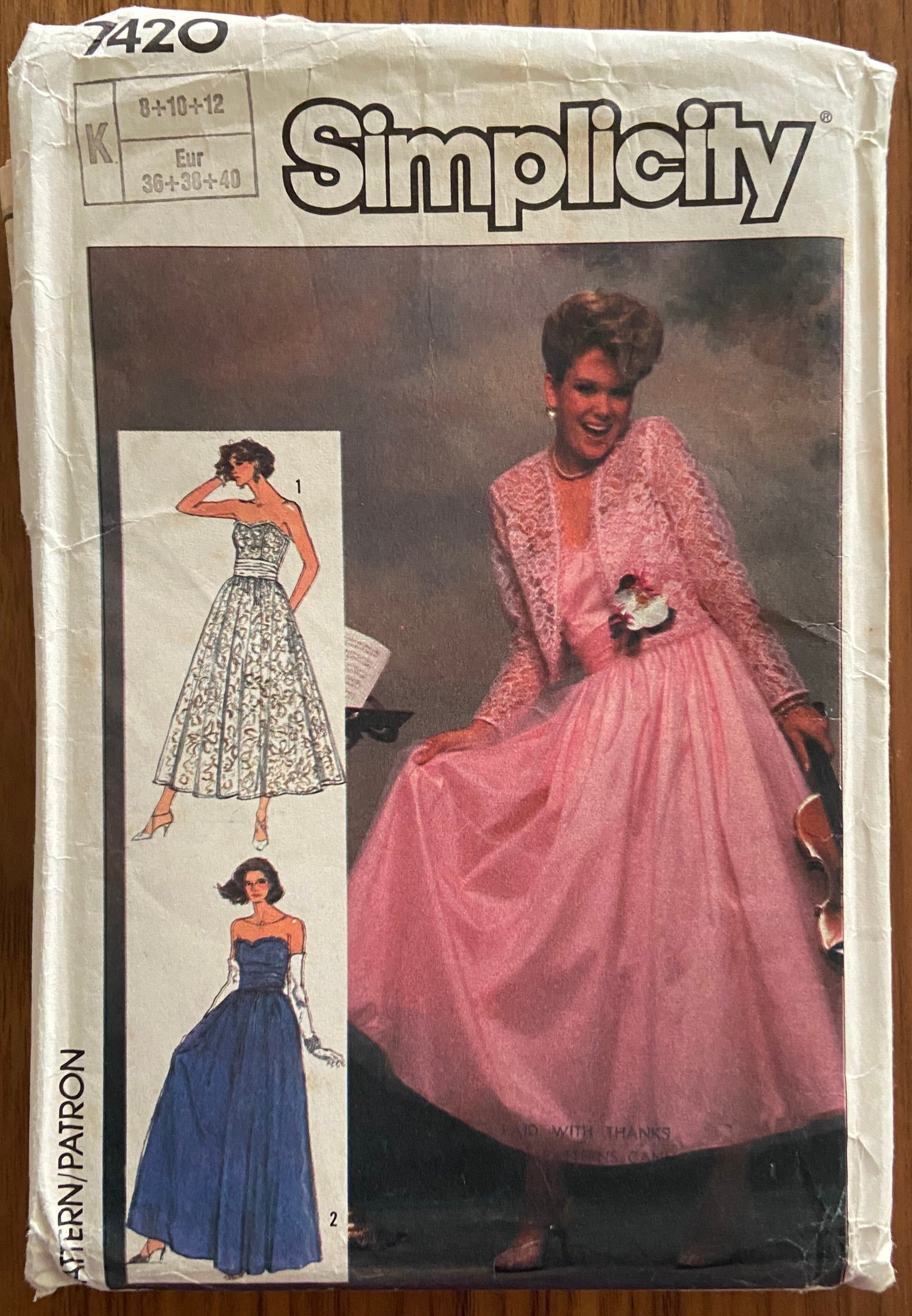 Simplicity 7420 vintage 1980s bridal or evening dress pattern Bust 31 the vintage pattern market Simplicity 7420 vintage 1980s bridal or evening dress pattern Bust 31 the vintage pattern market