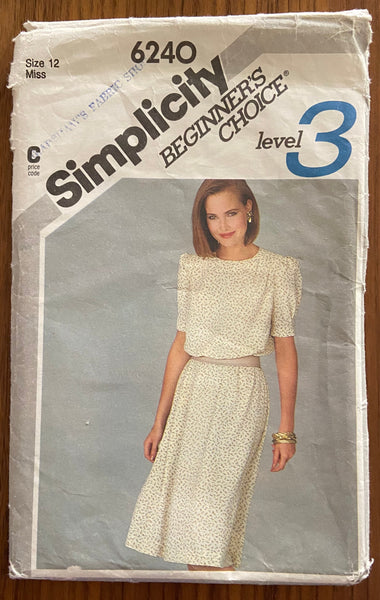 Simplcity 6240 vintage 1980s dress pattern. Bust 34