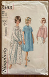 Simplicity 5193 1960s vintage babydoll nightgown and bed jacket pattern. Bust 32