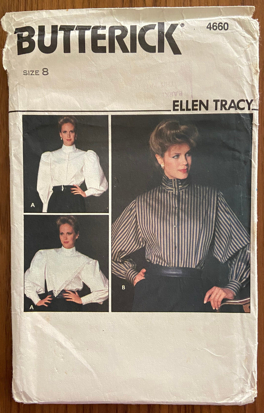 Butterick 4660 vintage 1980s blouse sewing pattern. Bust 31 1/2 inches
