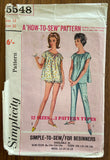 Simplicity 5548 1960s vintage pajamas pattern. Bust 32 inches
