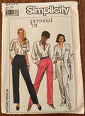 Simplicity 9399 vintage 1980s personal fit pants sewing pattern. Waist 25 inches, hip 33 inches