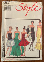 Style 1187 vintage 1980s dress pattern. Bust 32 1/2, 34, 36 inches