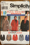 Simplicity 9711 1980s full figured jacket pattern. Bust 44-50 inches