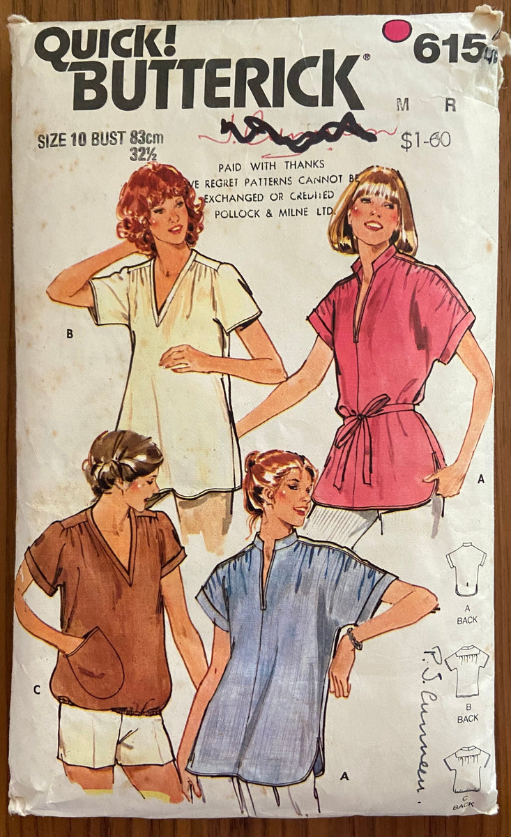 Butterick 6153 vintage 1980s top sewing pattern. Bust 32 1/2 inches ...