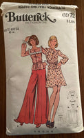 Butterick 6972 vintage 70s peplum top, pants and skirt pattern. Bust 34 inches