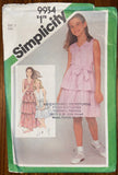 Simplicity 9934 vintage 1980s girls dress sewing pattern Size 7, 26 inch breast