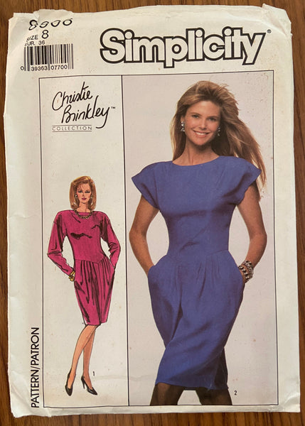 Simplicity 8908 vintage 1980s Christie Brinkley dress pattern. Bust 31 1/2 inches