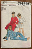 Style 1374 vintage 1980s boy's robe and pajamas sewing pattern. Size 12 boy