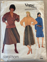 Vogue 2503 vintage 80s American Designer Original Carol Horn dress, skirt, blouse jacket sewing pattern Bust 32.5 inches
