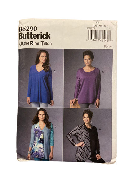 Butterick B6290 Katherine Tilton tops Sewing Pattern Bust 34-36 inches