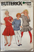 Butterick 4306 vintage 1980s child's tops, skirt and pants sewing pattern