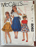 McCall's 8062 vintage 1970s girl's wrap skirt sewing pattern. Waist 23.5 and 24.5 inches