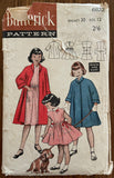 Butterick 6822 vintage 1950s child's dress and coat sewing pattern. Breast 30 inches.