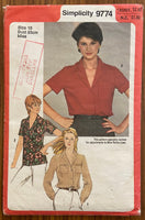 Simplicity 9774 vintage 1980s blouse sewing pattern. Bust 32.5 inches