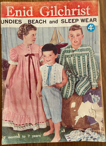 Enid Gilchrist Undies, beach and sleep wear children's pattern book early 1960s, contains many draftable patterns