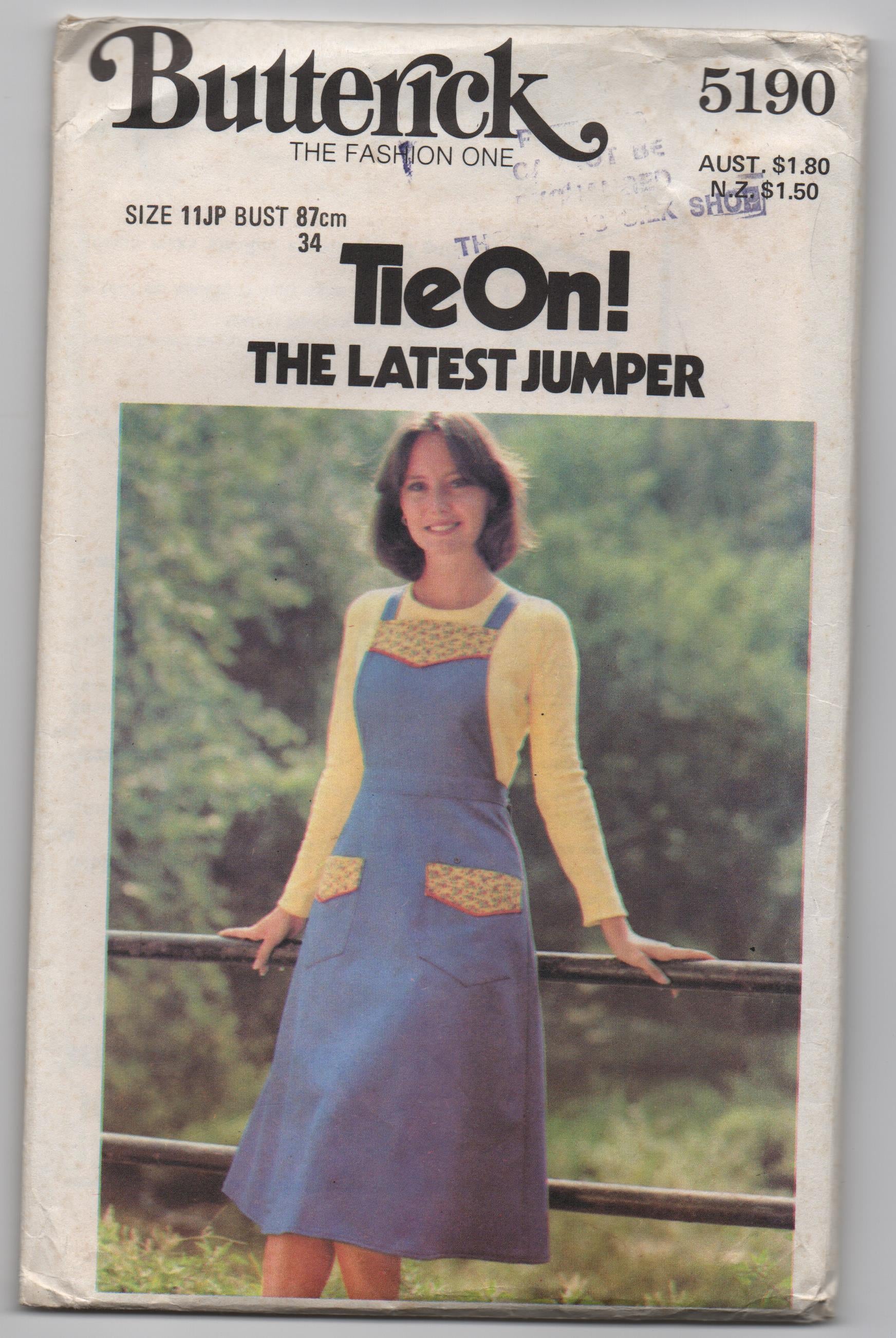 Butterick 5190 vintage 1970s jumper pinafore sewing pattern