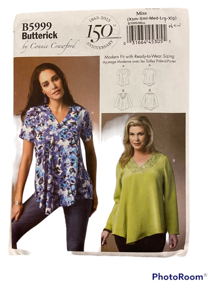 Butterick B5999 tops Sewing Pattern Bust 34-43 inches