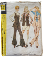 McCall's 2454 vintage 1970s skirt vest and pants pattern Bust 36