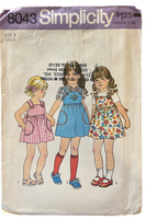 Simplicity 8043 vintage 1970s child's dress and jumper sewing pattern Size 4 Breast 23 inches