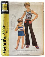 McCall's 3200 vintage 1970s boy's pants and shirt sewing pattern size 7, 27 inch chest