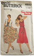 Butterick 6523 vintage 1980s dress and vest sewing pattern