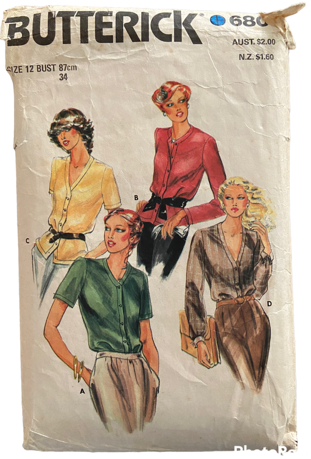 Butterick 6807 vintage 1980s tops sewing pattern