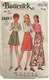 Butterick 6553 vintage 1970s wrap skirt sewing pattern
