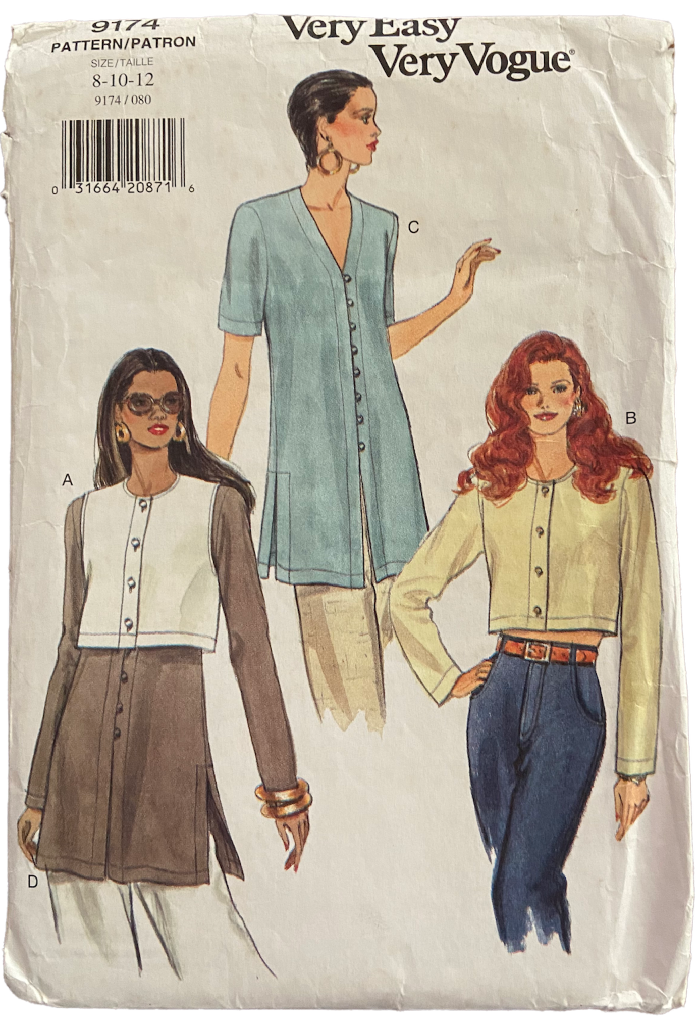 Vogue 9174 vintage 1990s top and tunic sewing pattern