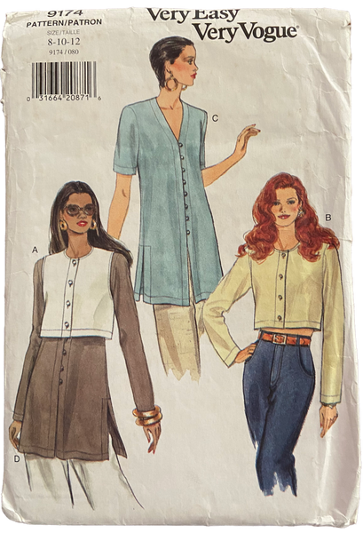 Vogue 9174 vintage 1990s top and tunic sewing pattern