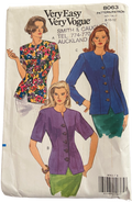 Very easy very vogue 8063 vintage 1980s blouse sewing pattern. Bust 31.5. 32.5, 34 inches