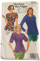 Very easy very vogue 8063 vintage 1980s blouse sewing pattern. Bust 31.5. 32.5, 34 inches