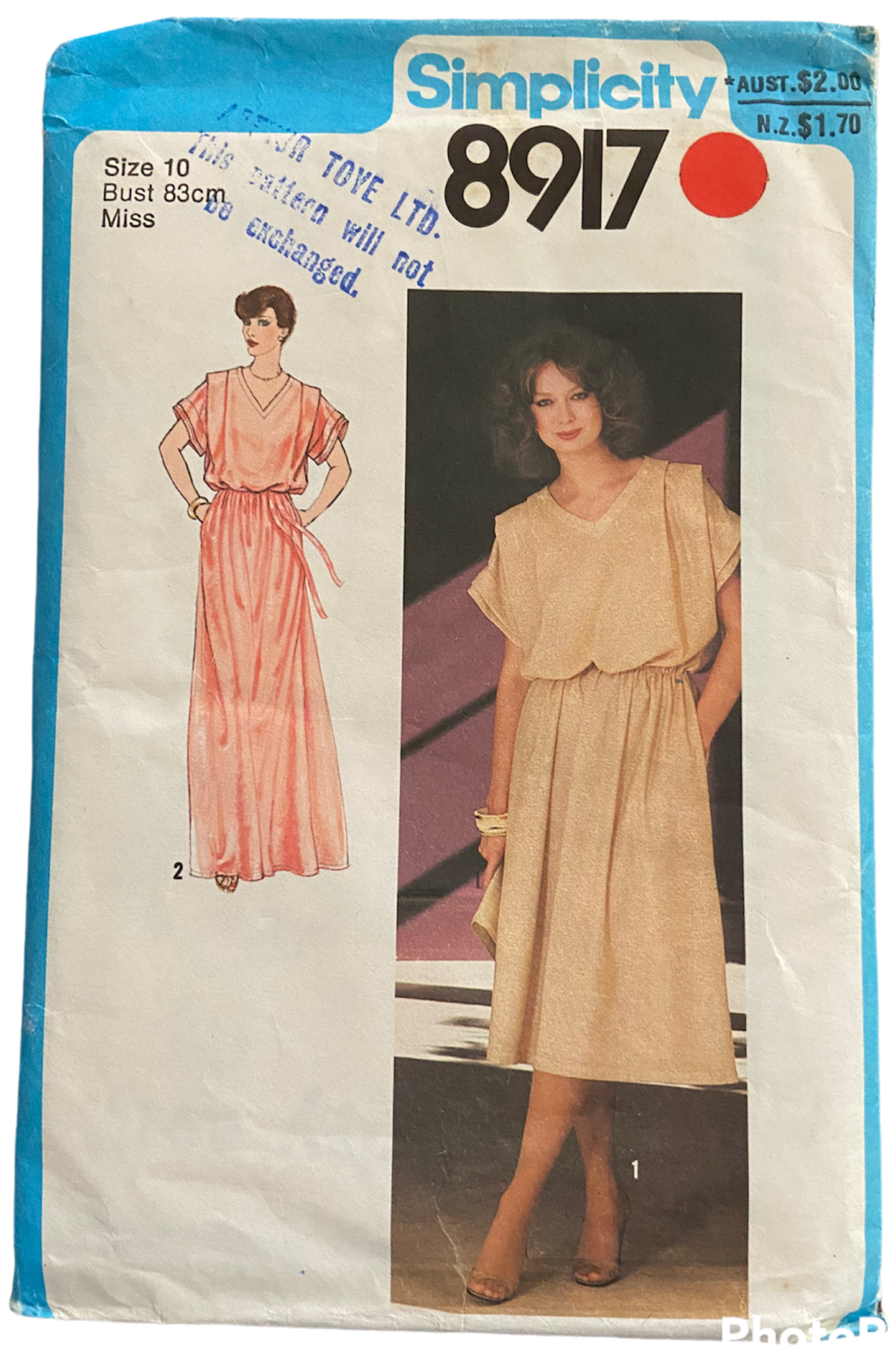 Simplicity 8917 vintage 1970s dress pattern