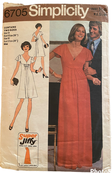 Simplicity 6705 vintage 1970s dresses pattern
